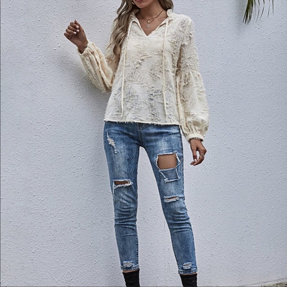 NWT cream blouse . Multiple sizes available. - Picture 2 of 4